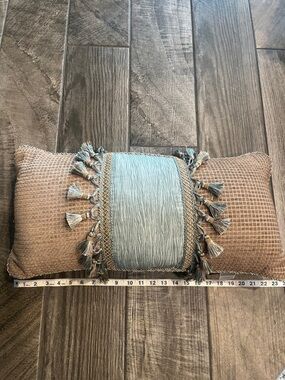 Croscill Decorative Tassel Accent Pillow in Teal and Tan